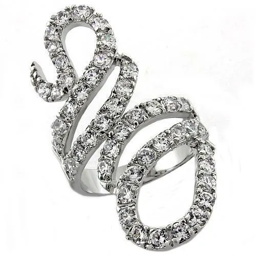 Alamode Rings LOA1014 Rhodium Brass Ring with AAA Grade CZ in Clear