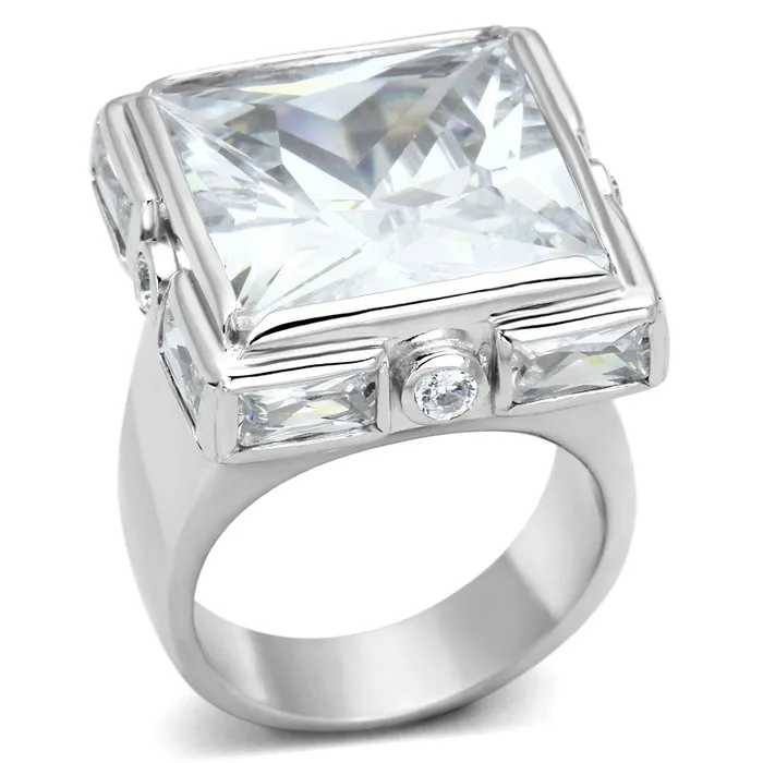 Alamode Rings LOAS862 Rhodium 925 Sterling Silver Ring with AAA Grade CZ in Clear Alamode Rings LOAS862 Rhodium 925 Sterling Silver Ring with AAA Grade CZ in Clear