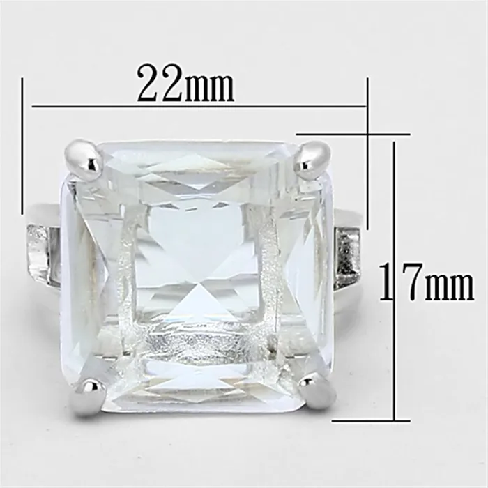 Alamode Rings LOAS949 Silver 925 Sterling Silver Ring with Synthetic Synthetic Glass in Clear