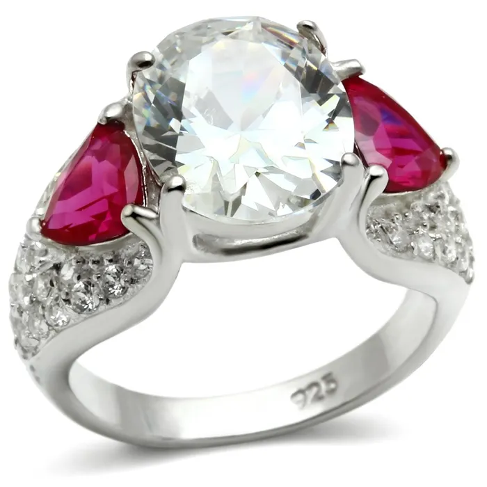 Alamode Rings LOS531 Rhodium 925 Sterling Silver Ring with AAA Grade CZ in Ruby Alamode Rings LOS531 Rhodium 925 Sterling Silver Ring with AAA Grade CZ in Ruby