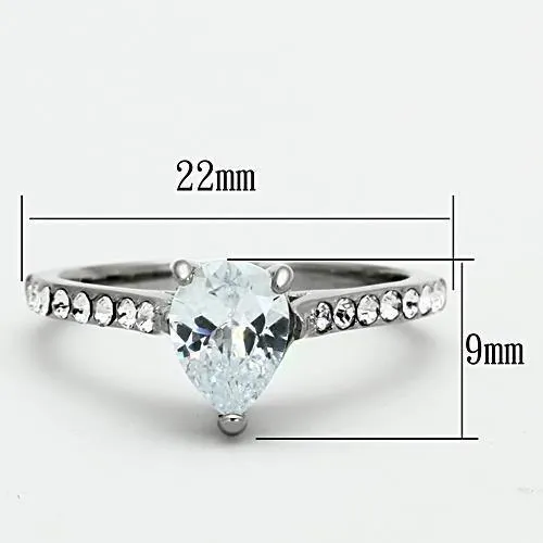 Alamode Rings TK1337 High polished no plating Stainless Steel Ring with AAA Grade CZ in Clear