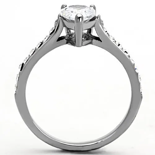 Alamode Rings TK1337 High polished no plating Stainless Steel Ring with AAA Grade CZ in Clear