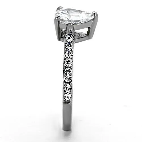 Alamode Rings TK1337 High polished no plating Stainless Steel Ring with AAA Grade CZ in Clear