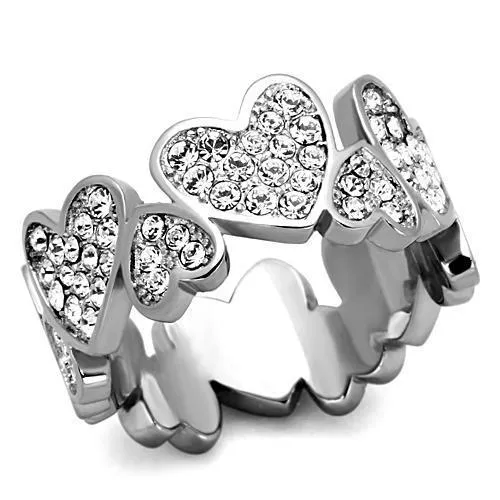 Alamode Rings TK1443 High polished no plating Stainless Steel Ring with Top Grade Crystal in Clear Alamode Rings TK1443 High polished no plating Stainless Steel Ring with Top Grade Crystal in Clear