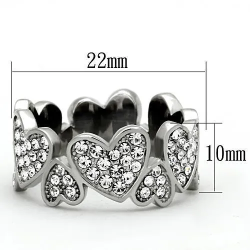 Alamode Rings TK1443 High polished no plating Stainless Steel Ring with Top Grade Crystal in Clear