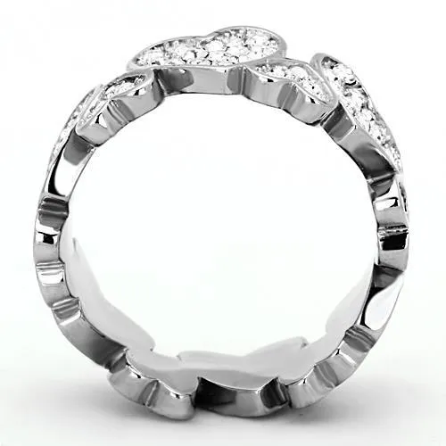 Alamode Rings TK1443 High polished no plating Stainless Steel Ring with Top Grade Crystal in Clear