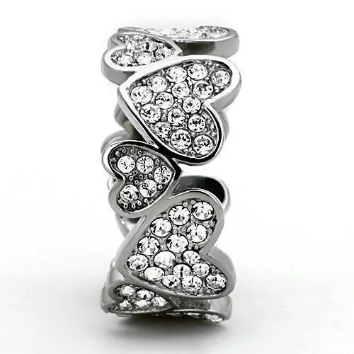 Alamode Rings TK1443 High polished no plating Stainless Steel Ring with Top Grade Crystal in Clear
