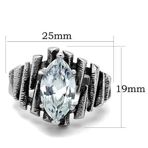 Alamode Rings TK1516 High polished no plating Stainless Steel Ring with AAA Grade CZ in Clear