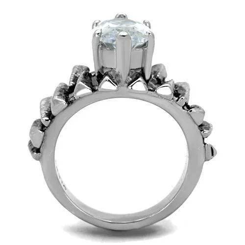 Alamode Rings TK1516 High polished no plating Stainless Steel Ring with AAA Grade CZ in Clear