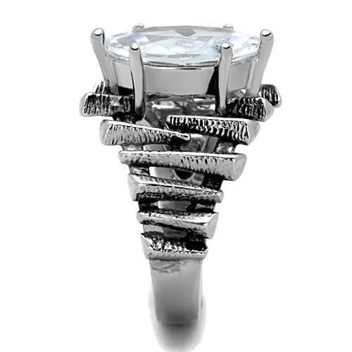 Alamode Rings TK1516 High polished no plating Stainless Steel Ring with AAA Grade CZ in Clear