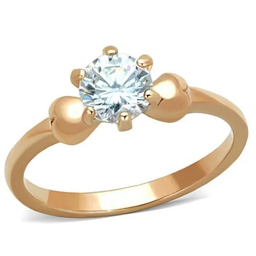 Alamode Rings TK1596 IP Rose GoldIon Plating Stainless Steel Ring with AAA Grade CZ in Clear Alamode Rings TK1596 IP Rose GoldIon Plating Stainless Steel Ring with AAA Grade CZ in Clear