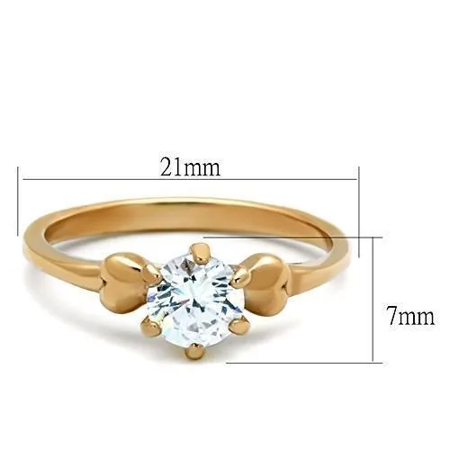 Alamode Rings TK1596 IP Rose GoldIon Plating Stainless Steel Ring with AAA Grade CZ in Clear