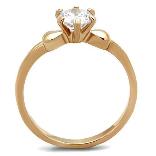 Alamode Rings TK1596 IP Rose GoldIon Plating Stainless Steel Ring with AAA Grade CZ in Clear