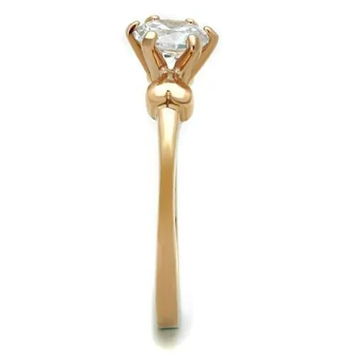 Alamode Rings TK1596 IP Rose GoldIon Plating Stainless Steel Ring with AAA Grade CZ in Clear