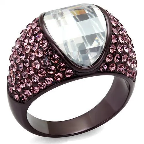 Alamode Rings TK1692DC IP Dark Brown IP coffee Stainless Steel Ring with AAA Grade CZ in Clear Alamode Rings TK1692DC IP Dark Brown IP coffee Stainless Steel Ring with AAA Grade CZ in Clear