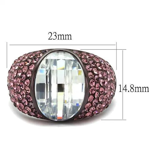 Alamode Rings TK1692DC IP Dark Brown IP coffee Stainless Steel Ring with AAA Grade CZ in Clear