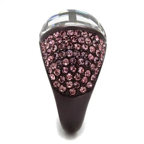 Alamode Rings TK1692DC IP Dark Brown IP coffee Stainless Steel Ring with AAA Grade CZ in Clear
