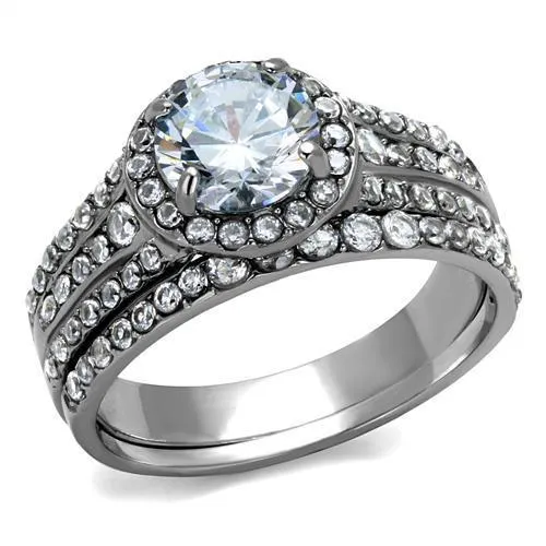 Alamode Rings TK2476 High polished no plating Stainless Steel Ring with AAA Grade CZ in Clear Alamode Rings TK2476 High polished no plating Stainless Steel Ring with AAA Grade CZ in Clear