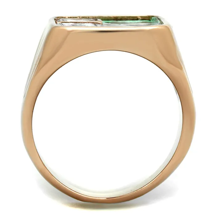Alamode Rings TK2737 IP Rose GoldIon Plating Stainless Steel Ring with Leather in Multi Color