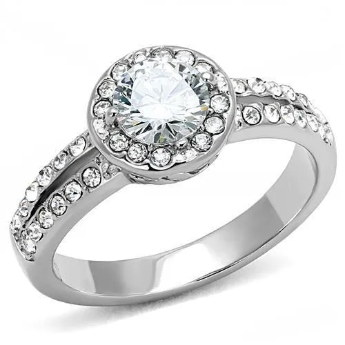 Alamode Rings TK3021 High polished no plating Stainless Steel Ring with AAA Grade CZ in Clear Alamode Rings TK3021 High polished no plating Stainless Steel Ring with AAA Grade CZ in Clear