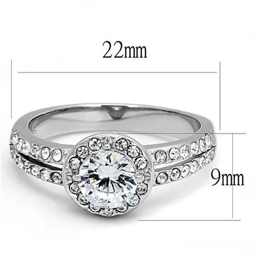Alamode Rings TK3021 High polished no plating Stainless Steel Ring with AAA Grade CZ in Clear