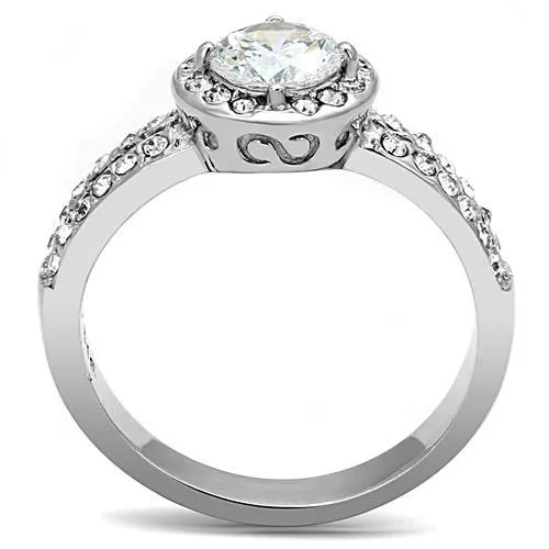 Alamode Rings TK3021 High polished no plating Stainless Steel Ring with AAA Grade CZ in Clear