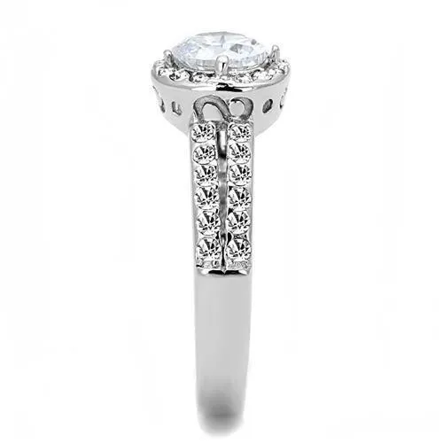 Alamode Rings TK3021 High polished no plating Stainless Steel Ring with AAA Grade CZ in Clear