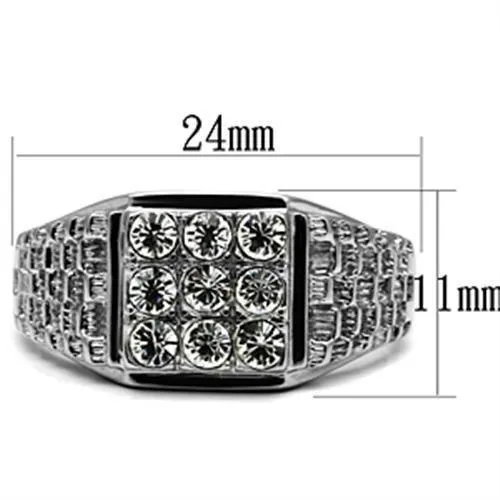Alamode Rings TK361 High polished no plating Stainless Steel Ring with Top Grade Crystal in Clear
