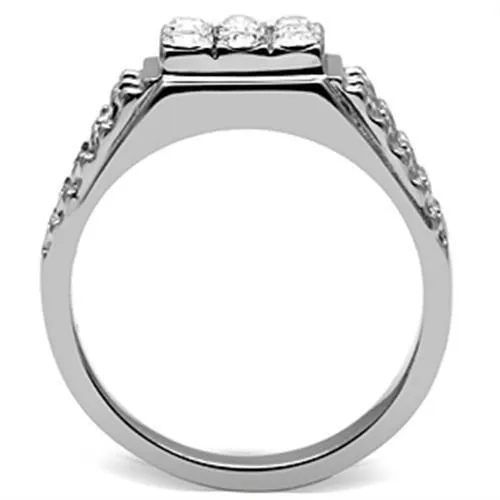 Alamode Rings TK361 High polished no plating Stainless Steel Ring with Top Grade Crystal in Clear
