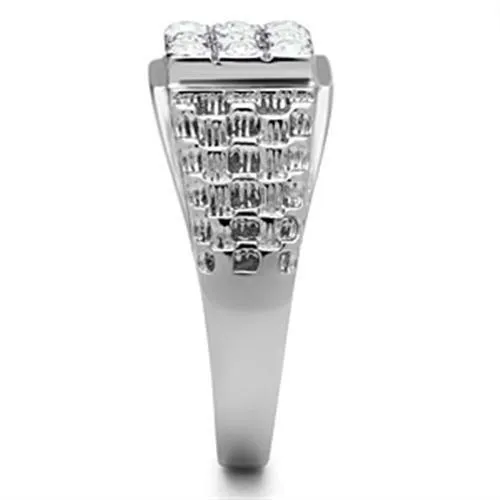 Alamode Rings TK361 High polished no plating Stainless Steel Ring with Top Grade Crystal in Clear