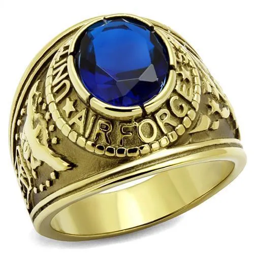 Alamode Rings TK414708G IP GoldIon Plating Stainless Steel Ring with Synthetic Synthetic Glass in Montana Alamode Rings TK414708G IP GoldIon Plating Stainless Steel Ring with Synthetic Synthetic Glass in Montana