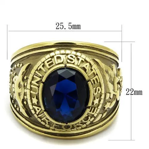 Alamode Rings TK414708G IP GoldIon Plating Stainless Steel Ring with Synthetic Synthetic Glass in Montana
