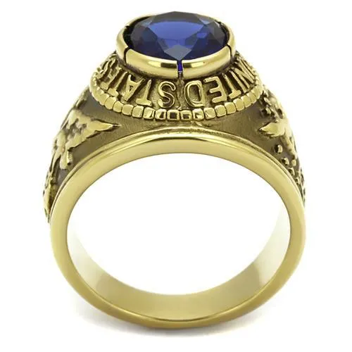 Alamode Rings TK414708G IP GoldIon Plating Stainless Steel Ring with Synthetic Synthetic Glass in Montana