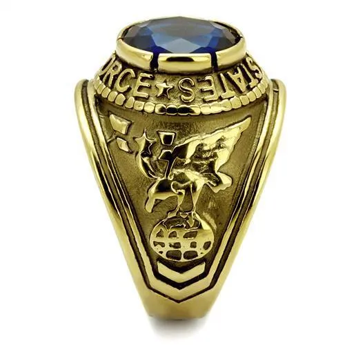 Alamode Rings TK414708G IP GoldIon Plating Stainless Steel Ring with Synthetic Synthetic Glass in Montana