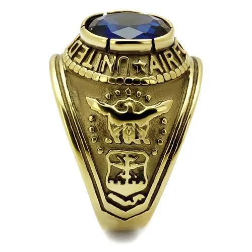 Alamode Rings TK414708G IP GoldIon Plating Stainless Steel Ring with Synthetic Synthetic Glass in Montana