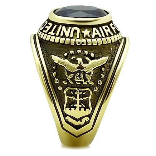 Alamode Rings TK414708G IP GoldIon Plating Stainless Steel Ring with Synthetic Synthetic Glass in Montana