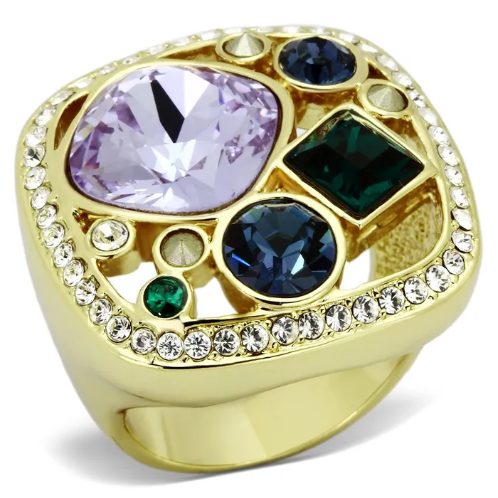 Alamode Rings TK855 IP GoldIon Plating Stainless Steel Ring with Top Grade Crystal in Multi Color Alamode Rings TK855 IP GoldIon Plating Stainless Steel Ring with Top Grade Crystal in Multi Color
