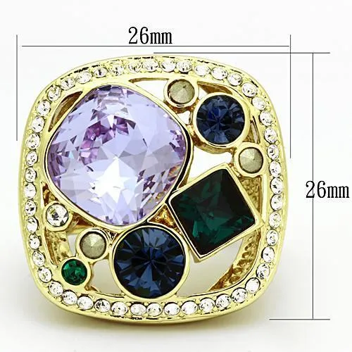 Alamode Rings TK855 IP GoldIon Plating Stainless Steel Ring with Top Grade Crystal in Multi Color