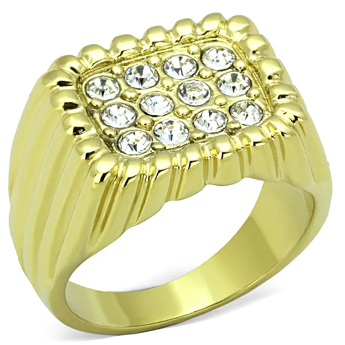 Alamode Rings TK940G IP GoldIon Plating Stainless Steel Ring with Top Grade Crystal in Clear Alamode Rings TK940G IP GoldIon Plating Stainless Steel Ring with Top Grade Crystal in Clear