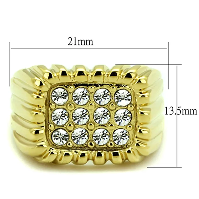 Alamode Rings TK940G IP GoldIon Plating Stainless Steel Ring with Top Grade Crystal in Clear