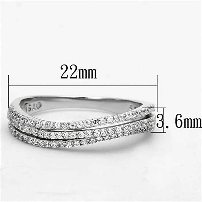 Alamode Rings TS173 Rhodium 925 Sterling Silver Ring with AAA Grade CZ in Clear