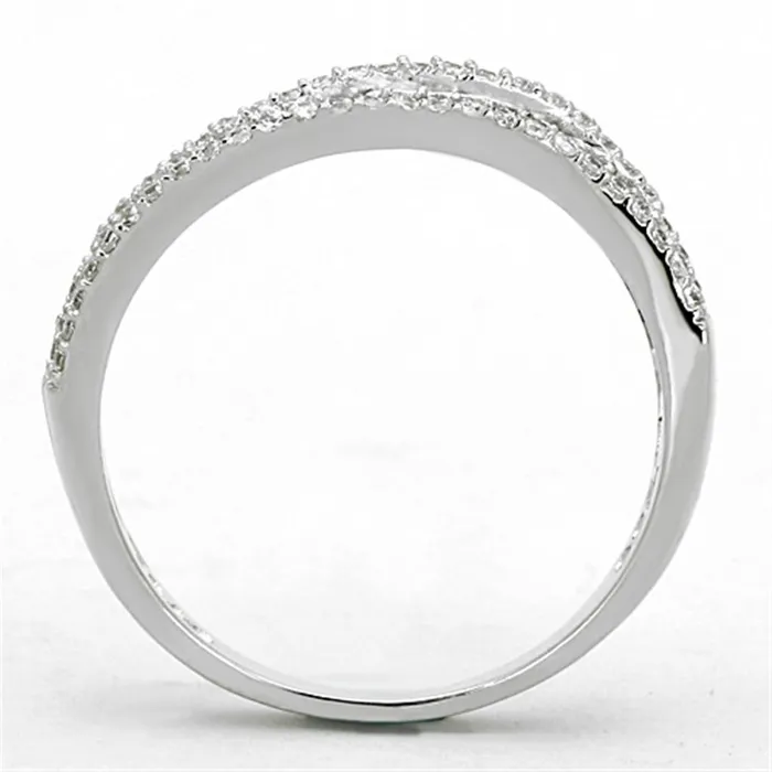 Alamode Rings TS173 Rhodium 925 Sterling Silver Ring with AAA Grade CZ in Clear