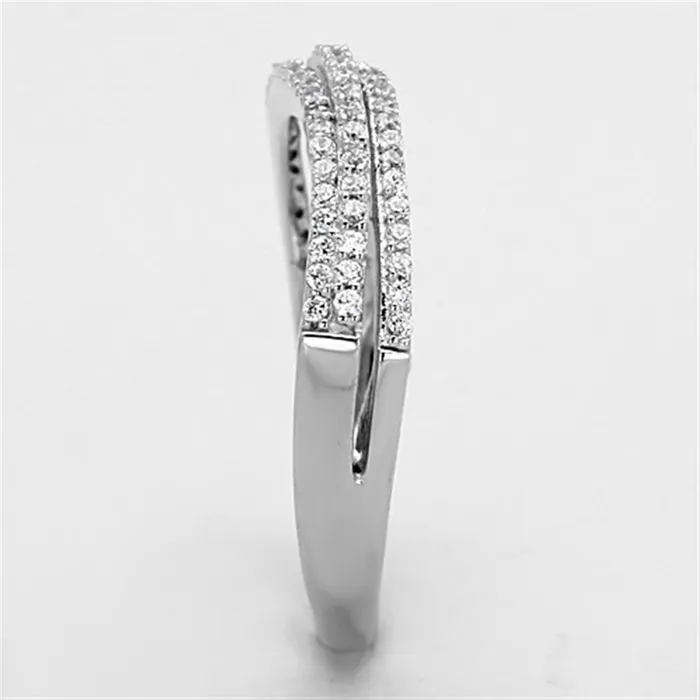 Alamode Rings TS173 Rhodium 925 Sterling Silver Ring with AAA Grade CZ in Clear