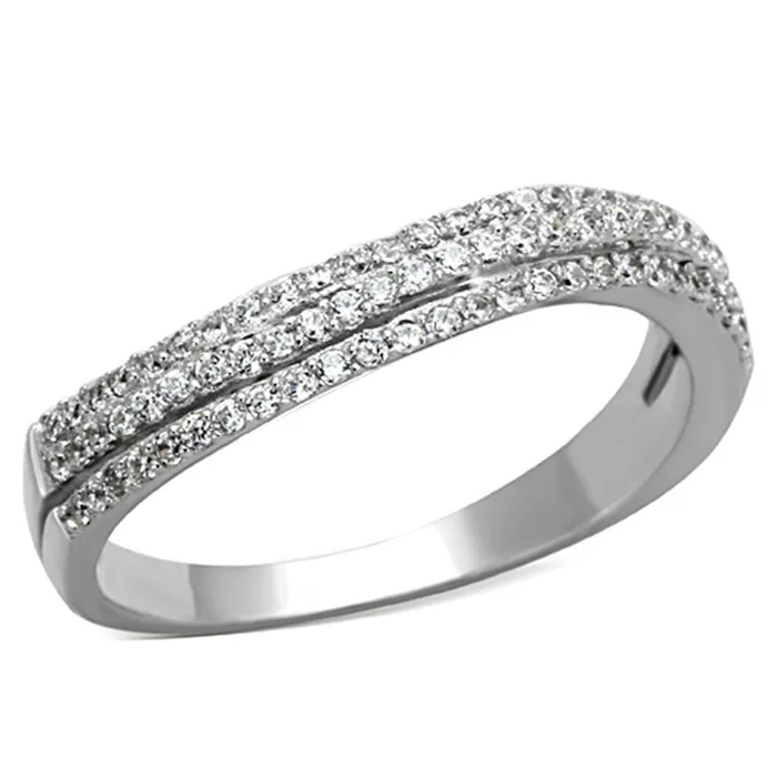 Alamode Rings TS173 Rhodium 925 Sterling Silver Ring with AAA Grade CZ in Clear