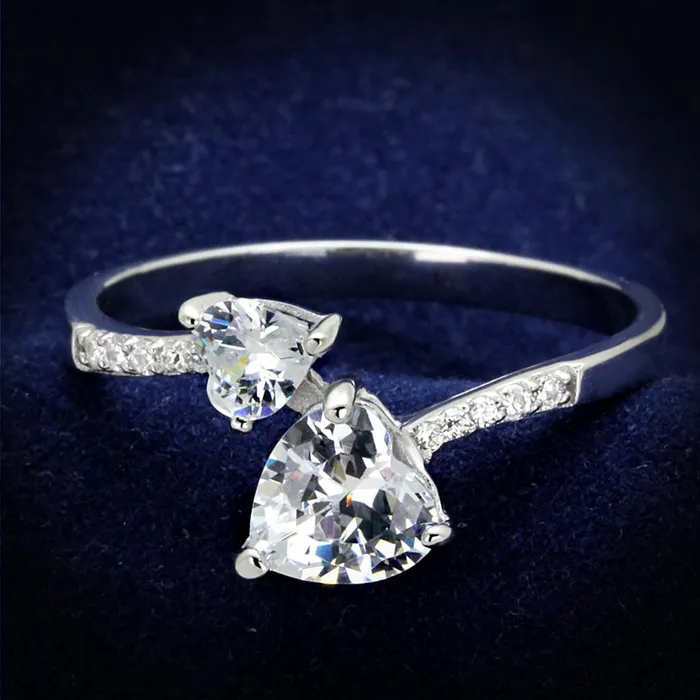 Alamode Rings TS271 Rhodium 925 Sterling Silver Ring with AAA Grade CZ in Clear Alamode Rings TS271 Rhodium 925 Sterling Silver Ring with AAA Grade CZ in Clear