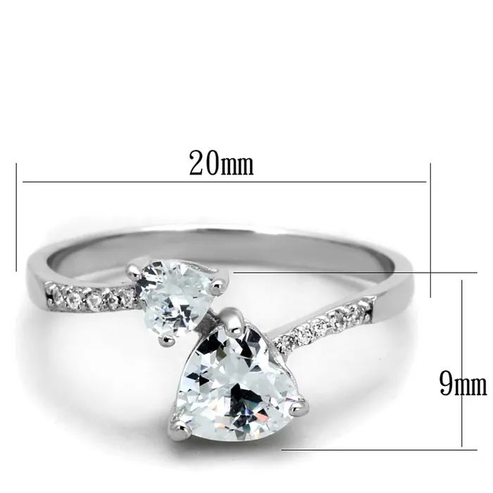 Alamode Rings TS271 Rhodium 925 Sterling Silver Ring with AAA Grade CZ in Clear