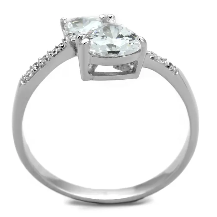 Alamode Rings TS271 Rhodium 925 Sterling Silver Ring with AAA Grade CZ in Clear