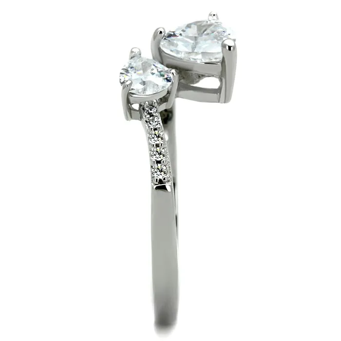Alamode Rings TS271 Rhodium 925 Sterling Silver Ring with AAA Grade CZ in Clear