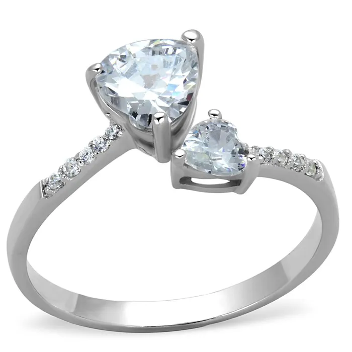 Alamode Rings TS271 Rhodium 925 Sterling Silver Ring with AAA Grade CZ in Clear