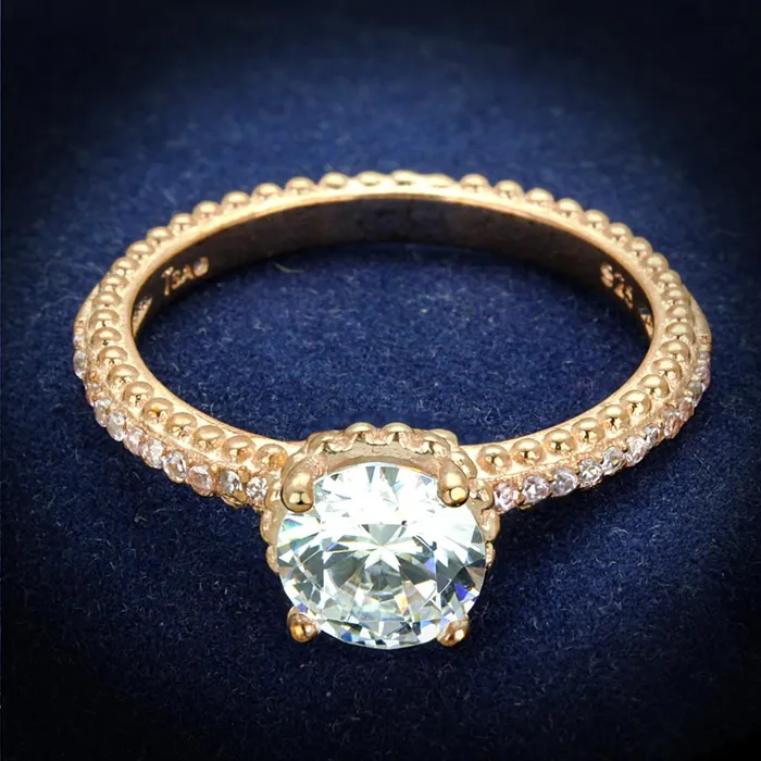 Alamode Rings TS518 Rose Gold 925 Sterling Silver Ring with AAA Grade CZ in Clear Alamode Rings TS518 Rose Gold 925 Sterling Silver Ring with AAA Grade CZ in Clear